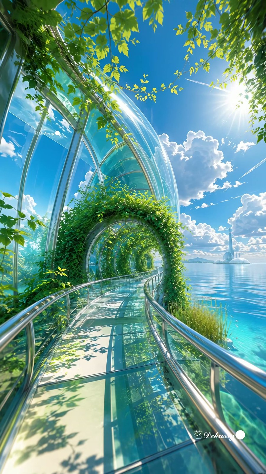 Middle keyframe:Eco-Futurist City with Transparent Tubes
